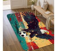 Tapis aigle - Tapis sportif et dynamique avec ballon de football - Éclaboussures de couleur - Turquoise - Tapis rectangulaire à poils courts - Ne perd pas ses poils - Pour salle de bain, entrée