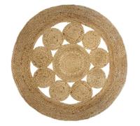 Tapis ajouré ""Esra"" jute D80cm - Atmosphera createur d'interieur - Beige