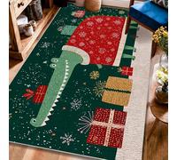 Tapis alligator, cadeaux de Noël fantaisie, flocons de neige, vert, dos antidérapant, tapis rectangulaire pour salon, chambre à coucher, dortoir, cuisine, décoration 1,2 x 1,8 m