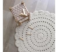 Tapis chambre enfant crochet alma ecru Diam 120cm