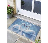 Tapis Amours Intérieur Jour De l'amour Cygne Bleu Romantique Durable Paillasson D'Entrée Robuste Paillasson Intérieur pour Couloirs Salons Portes Extérieures