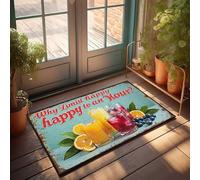 Tapis amusant pour porte d'entrée : pourquoi limiter le bonheur à une heure ? Paillasson de cuisine amusant (65 x 90 cm)