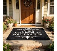 Tapis amusant - This is My Happy Space, Don't Mess It Up, This is My Happy Space - Tapis de sol antidérapant et humoristique pour décoration d'intérieur, cadeau de pendaison de crémaillère (noir, 40 x