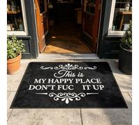 Tapis amusant - This is My Happy Space, Don't Mess It Up, This is My Happy Space - Tapis de sol antidérapant et humoristique pour décoration d'intérieur, cadeau de pendaison de crémaillère (noir, 45 x