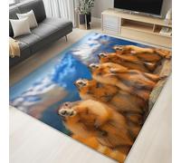 Tapis Animaux cochon d’Inde montagne enneigée pour salon, tapis antidérapant et doux lavable Antidérapant, à poils courts et ne perd pas ses poils pour chambre à coucher, cuisine- 80 x 150 cm