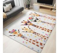 Tapis Animaux girafe anime amusant pour salon, tapis antidérapant et doux lavable Antidérapant, à poils courts et ne perd pas ses poils pour chambre à coucher, cuisine, bureau - 140 x 200 cm