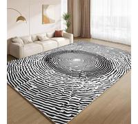Tapis Anneaux De Croissance Noirs, Tapis Illusions D'Optique D'Entrée à Poils Courts Antidérapant Doux Lavable Fin pour Salon Chambre à Coucher Couloir Intérieur 60x90cm