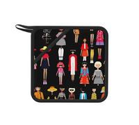 Tapis anti-brûlure carré en silicone avec motif de personnages tendance - 18 cm - Convient pour poêles, fours, grills, services à thé