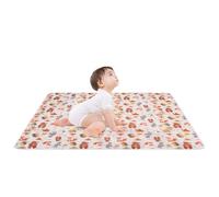 Tapis anti-éclaboussures pour bébé - En polyester - Avec dessous antidérapant - 135 x 135 cm - Lavable - Pour protéger le sol - Tapis de chaise de jeu portable pour enfant avec motif animal (ours)