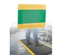 Tapis Anti-Fatigue Industriel avec Bordure Jaune de sécurité, Tapis de Sol Ergonomique de Soutien for Position Debout, Mousse à mémoire de Forme Haute densité(Green,60X140CM)