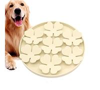 Tapis anti-fuite pour chien - Beurre d'arachide - Distributeur de nourriture avec ventouse - Design floral surélevé pour yaourt à l'eau, nourriture sèche ou humide - Soulage l'ennui
