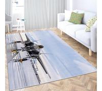 Tapis antidérapant 60 x 90 cm Runner à Poils Courts Avion de Combat Militaire Moderne pour Salon, Blanc Tapis rectangulaire Doux pour Chambre - décoration Maison Runner Lavable Couloir
