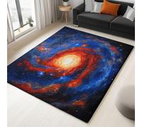 Tapis Antidérapant à Poils Courts et Doux, 80 x 150 cm, Paillasson à Motif imprimé Mystérieux Galaxie Spirale pour Le Salon et la Chambre, Rouge Et Bleu, Dessous antidérapant