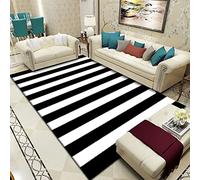 Tapis antidérapant à poils longs, design moderne et minimaliste à rayures pour salon, chambre à coucher, bureau, entrée et couloir