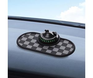 Tapis antidérapant avec support de téléphone rotatif à 360 degrés et plaques d'immatriculation de stationnement pour tableau de bord (gris-noir)