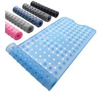 Tapis Antidérapant Baignoire 90 x 40 cm, Tapis de Douche avec Ventouses & Grands Trous de Drainage, Lavable en Machine, Matériau Souple pour Les Pieds Conception Relaxante, Bleu Translucide