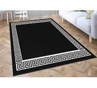 Tapis Antiderapant de Salon Modernes 80x150cm Style Grec Noir Et Blanc Moquette adaptés à la Adulte Chambre à Coucher des Enfants décor à la Maison de la intérieure Tapis Flanelle Doux Lavable