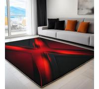 Tapis Antidérapant Décoration Intérieure Futurisme Science-Fiction Géométrie, Doux Rouge Noir Tapis Poil Ras De Lavable, Paillasson Pare-humidité pour Salon Chambre 180 x 240 cm