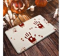 Tapis Antidérapant Empreinte Rouge Tapis de Bain Doux Lavable en Machine Décoratif Douche Salle de Bain Absorbant pour Toilettes Chambre Porte D'entrée (40x60cm)