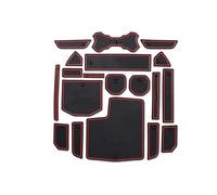 Tapis Antidérapant en Caoutchouc pour Jeep pour Wrangler JL 2018-2022 Rainure Porte Coussinet Tasse Fente Coussin Téléphone Dessous Verre Tapis De Tableau De Bord (Color : Rouge)