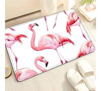 Tapis Antidérapant Flamingo Rose Élégant Tapis de Bain Doux Lavable en Machine Décoratif Douche Salle de Bain Absorbant pour Toilettes Chambre Porte D'entrée (50x80cm)