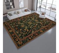 Tapis Antidérapant Gothique William Morris Floral Imprimé en 60 x 110 cm Paillasson Intérieur - Doux Et Lavable - Antitache Ne Perd Pas Ses Poils - Facile À Nettoyer, Vert Foncé