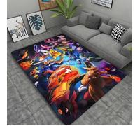 Tapis antidérapant imprimé pokémon - MBg-15277 - Taille 100x150cm - Gris - Surface en Fiber de polypropylène