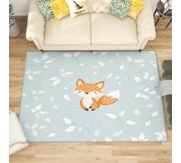 Tapis Antidérapant Lavable Antifouling 140x200 cm, Animaux de Dessins AniméS À Poils Courts Tapis pour Salon, Chambre À Coucher, Imprimé Feuille Grise Paillasson Doux Chambre D'enfant Décoration