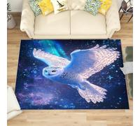 Tapis Antidérapant Lavable Antifouling 80x150 cm, Motif Animalier de Harfang Des Neiges À Poils Courts Tapis pour Salon, Chambre À Coucher, Ciel éToilé Bleu Paillasson Doux Chambre D'enfant Décoration