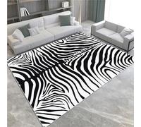Tapis Antidérapant Lavable en Machine, Animal Motif ZèBre Noir Et Blanc 120 x 170 cm Tapis Poils Courts Doux, Moquette pour Salon Chambre d'enfant Décoration