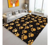 Tapis antidérapant Lavable Noir - Poils Courts faciles d'entretien Photographie D'Empreinte Patte Chat Mignonne imprimé Tapis pour Salon Chambre d'enfant Chambres à Coucher, 60 x 110 cm