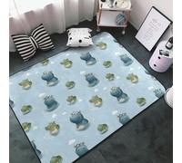 Tapis antidérapant lavable pour décoration de salon - Tapis d'intérieur doux à imprimé hippopotame et crocodile pour chambre à coucher/salon/salle à manger/chambre, 152,4 x 99,1 cm