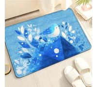 Tapis Antidérapant Oiseau Bleu Foncé Tapis de Bain Doux Lavable en Machine Décoratif Douche Salle de Bain Absorbant pour Toilettes Chambre Porte D'entrée (50x80cm)
