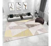 Tapis antidérapant pour chambre d'adolescente - Motif triangle géométrique rayé jaune marron - 200 x 350 cm