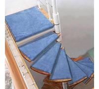 Tapis antidérapant pour escaliers en colimaçon - Protection pour marches en polypropylène, facile à installer, confort et sécurité pour les personnes âgées et les enfants (T-blue1,80 x 33 - 12 right)