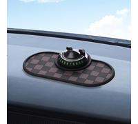 Tapis antidérapant pour tableau de bord avec support de téléphone rotatif à 360 degrés, PVC antidérapant, organiseur d'intérieur de voiture multifonction pour conducteurs et navetteurs (marron-noir)