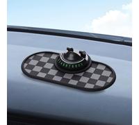 Tapis antidérapant pour tableau de bord de voiture avec support de téléphone rotatif à 360 degrés et plaques d'immatriculation d'intimité pour le stationnement (gris-noir)