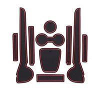 Tapis antidérapant Rainure Porte Voiture Tapis Anti-poussière Antidérapant Boîte Rangement Tasses d'eau pour VW pour Polo 6R 6C MK5 GTI 2010 - 2017(Rosso)