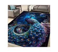 Tapis antidérapant rétro à motif paon 160 x 230 cm (62 x 90 pouces)
