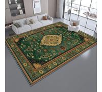 Tapis Antidérapant Style Traditionnel du Moyen-Orient Fleurs Feuilles Imprimé en 160 x 230 cm Paillasson Intérieur - Doux Et Lavable - Antitache Ne Perd Pas Ses Poils - Facile À Nettoyer, Vert Foncé