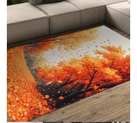 Tapis antidérapants Forêt d’érable Rouge Automne Feuilles mortes Paysage Imprimer Mince Porte Tapis pour Vivre Chambre Nursery Chambre Chambre Lavable 90 x 150 cm