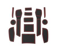 Tapis Antidérapants Voiture pour Qashqai 16-18,Inserts Console & Accoudoir,Protection Anti-Saleté,Porte-Gobelet,Facile à Nettoyer,Red