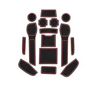 Tapis Antidérapants Voiture pour Qashqai 16-18,Inserts Console & Accoudoir,Protection Anti-Saleté,Porte-Gobelet,Facile à Nettoyer,Red