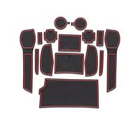 Tapis Antidérapants Voiture pour Qashqai J11 2014-2018,Inserts Console & Accoudoir,Protection Anti-Saleté,Porte-Gobelet,Facile à Nettoyer,Red