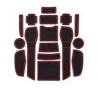 Tapis Antidérapants Voiture pour Qashqai Rogue 2019,Inserts Console & Accoudoir,Protection Anti-Saleté,Porte-Gobelet,Facile à Nettoyer,Red