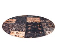 Tapis ANTIKA ancien chocolat rond, patchwork moderne, grec lavable - noir / terracotta Černá kruh DIMENSION 120 cm
