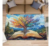 Tapis arbre de vie, arbre de la connaissance, pour chambre à coucher, signification symbolique, antidérapant, lavable, pour salon, ferme, intérieur à poils ras - 180 x 270 cm