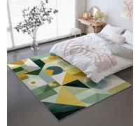 Tapis Art Abstrait géométrique et holographique Imprimé -Tapis de Convient aux Adultes et aux Enfants, Vert Flanelle Douce Lavable Antidérapant und Confortable pour Salon ou Bureau 60 x 90 cm