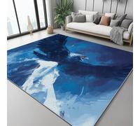 Tapis Art Numérique Oiseaux Aigles pour Chambre à Coucher Et Salon, Poils Courts Et Doux - Facile à Nettoyer - 90 x 120 cm Bleu