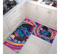 Tapis Art psychédélique 40x60+40x120cm Antidérapant Tapi Profil féminin Bleu-Violet Idéal pour Le Couloir, la Cuisine, Le Salon ou comme Tapis de lit